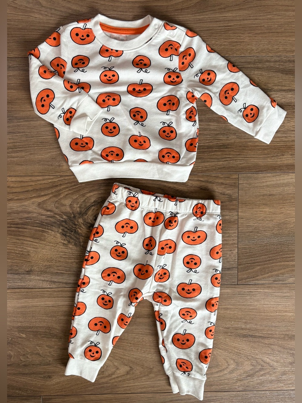 Cat & Jack Cream and Orange Pumpkin Outfit